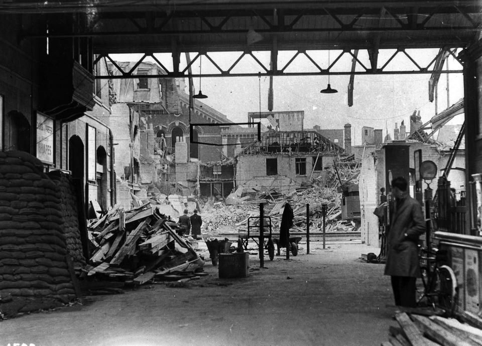 Although bombs caused destruction all around it, Portsmouth and Southsea railway station suffered comparatively little damage, apart from broken glass. this picture was taken in the station looking out to Station Street (Photo: The News archive)