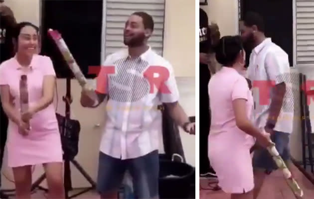 This guy was sorely disappointed with the result of his baby’s gender reveal. Photo: Twitter