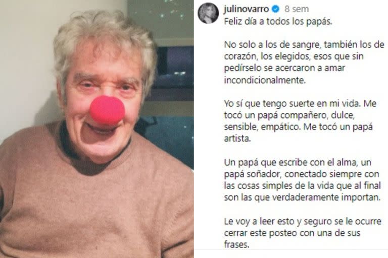 El posteo que Julieta Novarro compartió en Instagram para el Día del Padre