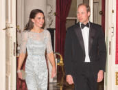 <p>All eyes were on Kate when she dazzled at a gala dinner in one of her designer faves. This Jenny Peckham dress sets her back<br>$7,000. </p>