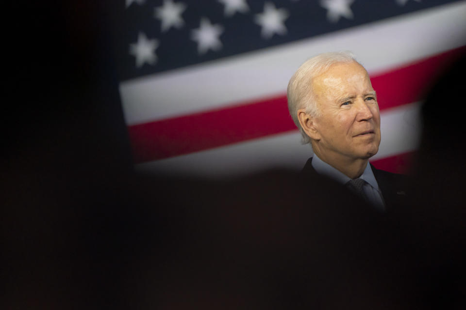 President Joe Biden speaks at a campaign rally in Bowie, Maryland, on Nov. 7, 2022.