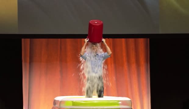 <b class="credit">YouTube/Amazon</b>Amazon CEO Jeff Bezos takes the ALS Ice Bucket Challenge.