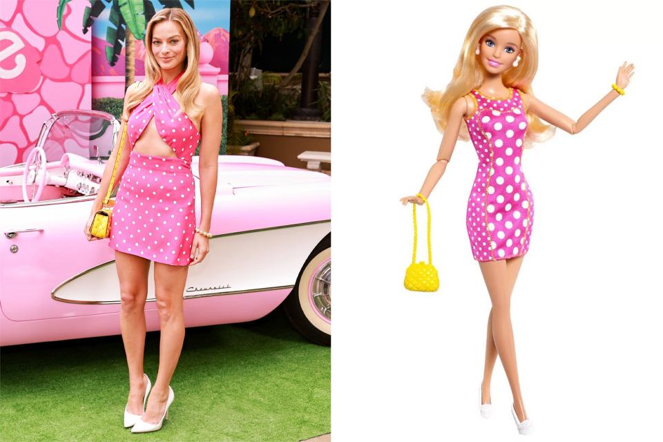 Margot Robbie dressed as Barbie Premieres