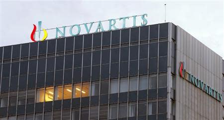 The logo of Swiss drugmaker Novartis is seen at its headquarters in Basel October 22, 2013. REUTERS/Arnd Wiegmann