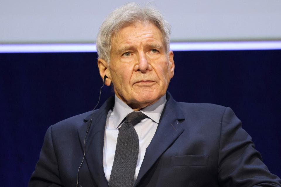 US actor Harrison Ford takes part in the IUCN World Conservation Congress on September 3, 2021, in Marseille