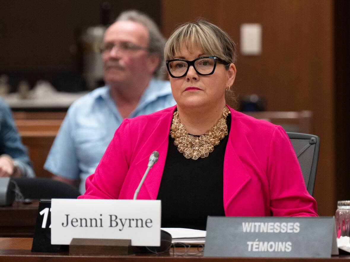 Jenni Byrne, former deputy chief of staff to former Conservative prime minister Stephen Harper, waits to appear as a witness before the procedure and House affairs committee on May 11, 2023 in Ottawa. (Adrian Wyld/The Canadian Press - image credit)