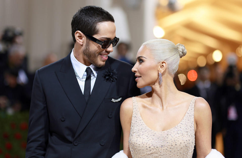 Pete Davidson and Kim Kardashian at The 2022 Met Gala on May 02, 2022 in NYC. (Dimitrios Kambouris / Getty Images for The Met Museum)