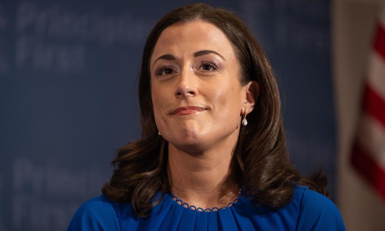 <span>Cassidy Hutchinson, former White House aide to Mark Meadows, at the Principles First conference in Washington DC on 24 February 2024.</span><span>Photograph: Nathan Posner/REX/Shutterstock</span>