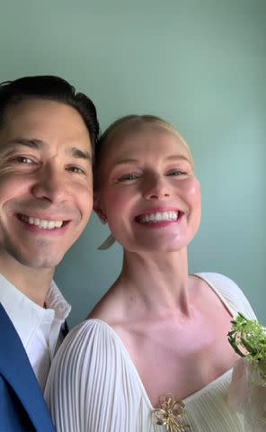 <p>Justin Long Instagram</p> Long included photos of his wedding with Bosworth in the tribute