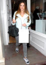 Celebrities in pastel fashion: Jodi Albert wore this pastel jacket in London.<br><br>© Rex