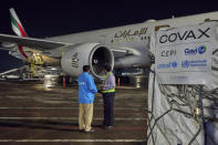 This handout photo provided by UNICEF shows the first batch of vaccines from the United States arrive in Dhaka, Bangladesh, Friday, July 2, 2021. Bangladesh has received 1.25 million doses of Moderna vaccine from the government of the United States through global vaccine collaboration COVAX. The consignment is the first batch of 2.5 million vaccines pledged to Bangladesh under COVAX. (UNICEF via AP)