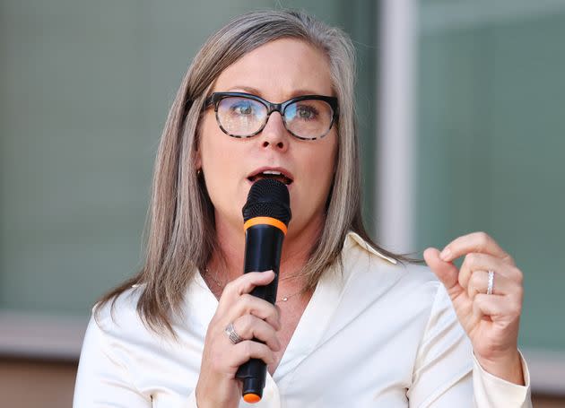 Arizona Secretary of State and Democratic gubernatorial candidate Katie Hobbs speaks at a press conference on Oct. 7 in Tucson, Arizona. (Photo: Mario Tama via Getty Images)