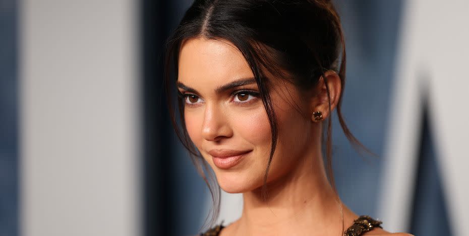 kendall jenner just wore a blue, sheer ball gown with feathers