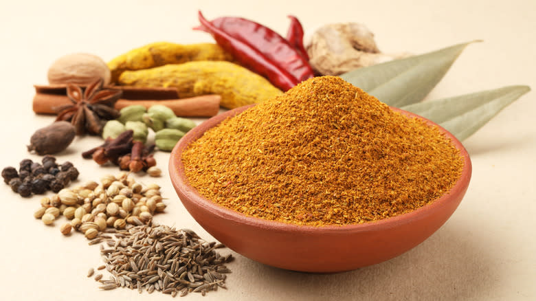 bowl of masala spice blend, spices