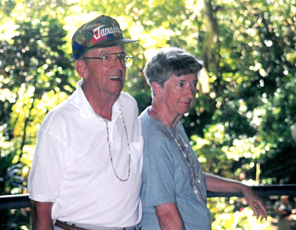 Bill and Willadean Brock on a tropical vacation in this undated photograph. The Sweetwater couple will celebrate their 75th wedding anniversary Sept. 18.