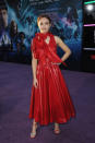 <p>Olivia Cooke also brought her A-game to the premiere of <em>Ready Player One </em>in a crimson-hued Calvin Klein dress. <em>[Photo: Getty]</em> </p>