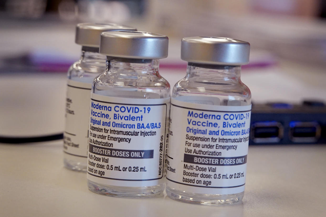 Bottles of COVID-19 booster shots.