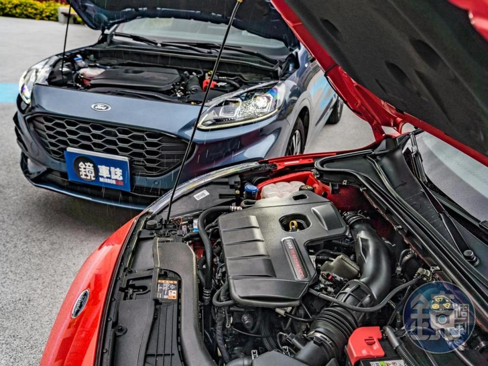 Focus ST Wagon（前）所搭載的2.3L EcoBoost 280渦輪增壓引擎經過Ford Performance調校，可榨出280匹最大馬力與42.3kgm峰值扭力。