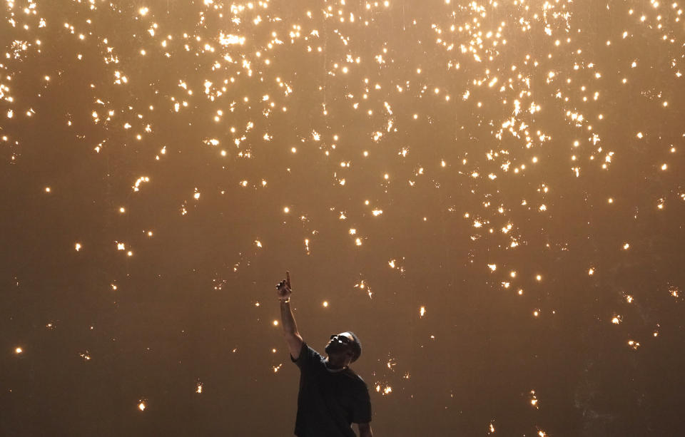 Sean "Diddy" Combs performs during a tribute in his honor at the BET Awards on Sunday, June 26, 2022, at the Microsoft Theater in Los Angeles. (AP Photo/Chris Pizzello)