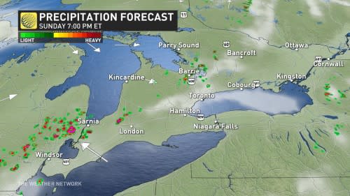 Ontario precipitation timing Sunday evening_May 19