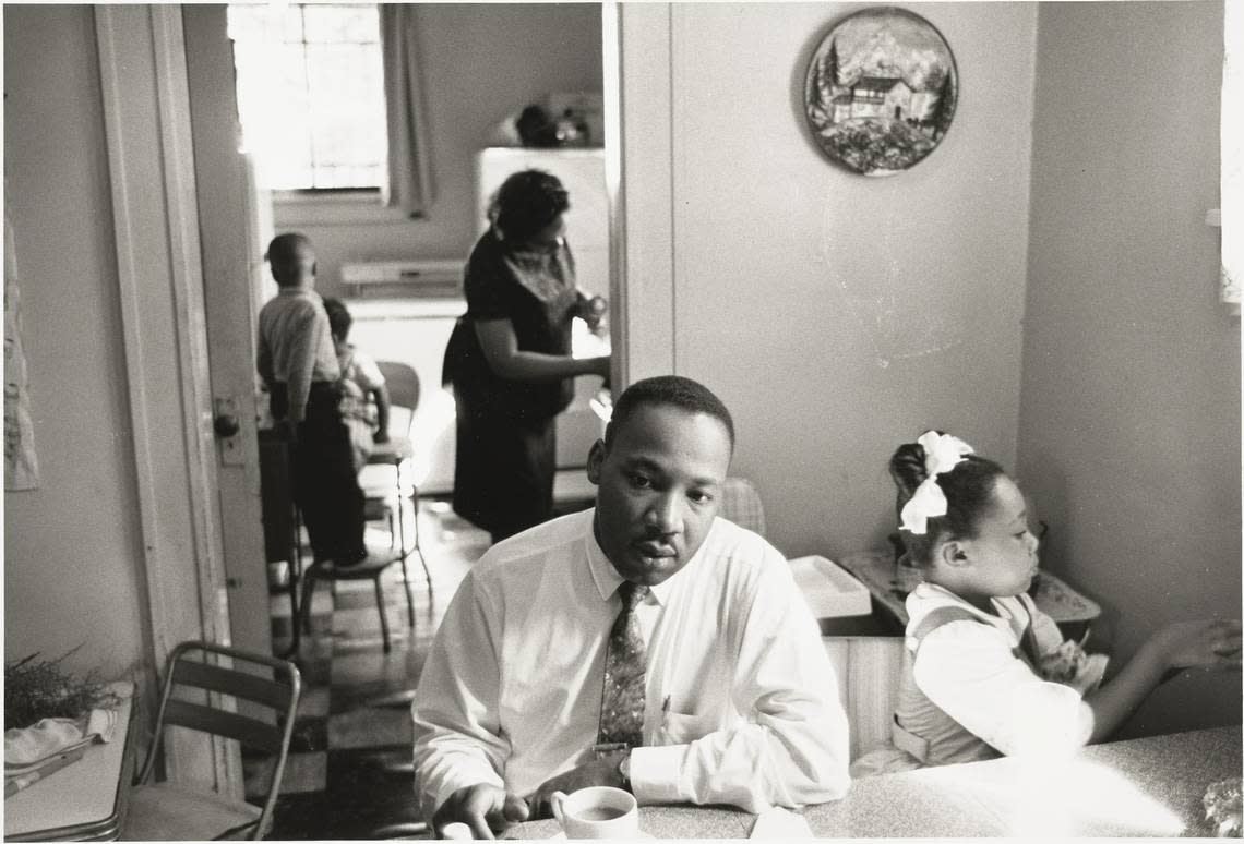 Martin Luther King Jr. at home with family in Atlanta in the fall of 1962