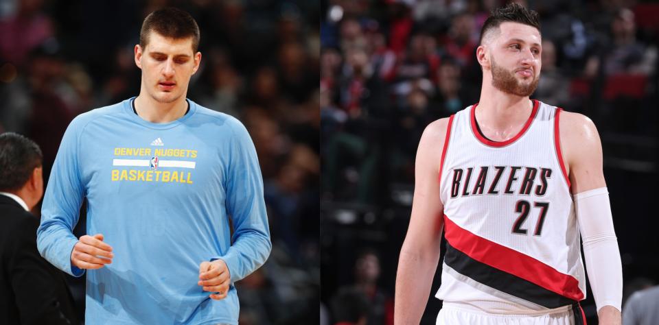 Nikola Jokic and Jusuf Nurkic represent a new age of big men. (AP/Getty Images)