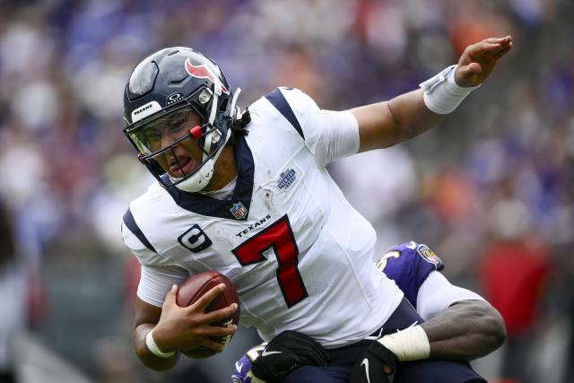 Texans' Stroud takes beating in opener, sacked five times in 25-9 loss to  Ravens