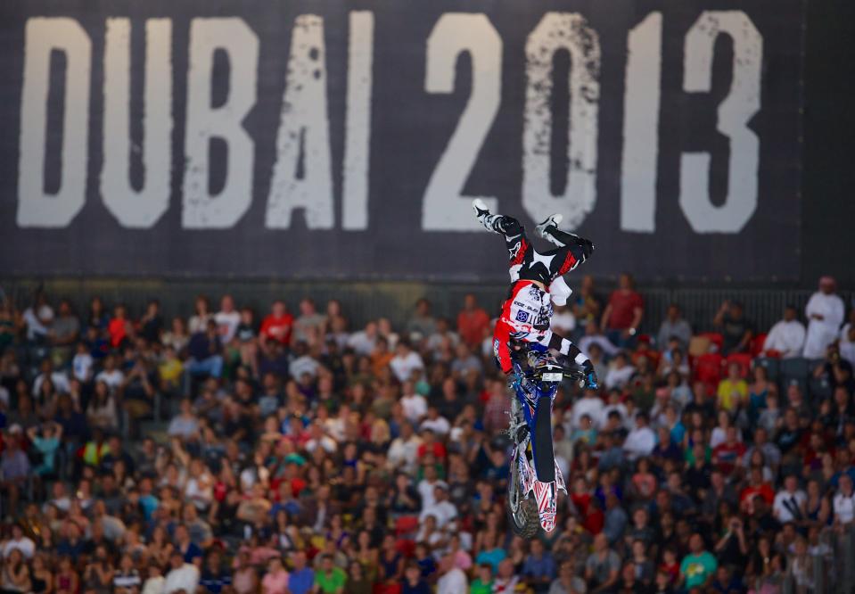 Action from the Red Bull X-Fighters International Freestyle Motocross 2013 at Downtown Dubai. Photo: Karl Jeffs/Yahoo! Maktoob