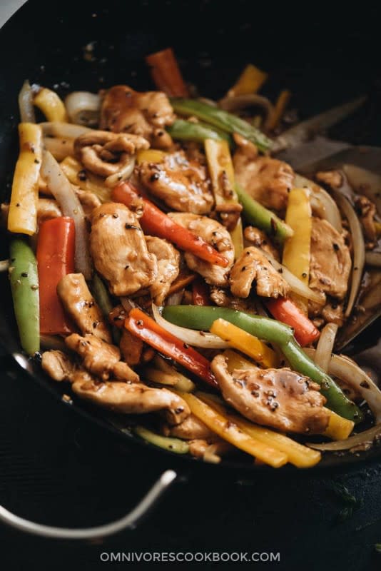 <p>Omnivore's Cookbook</p><p>Real-deal Chinese restaurant-style black pepper chicken with juicy and tender chicken, crisp veggies, and a rich, savory, smoky sauce.</p><p><strong>Get the recipe: <a href="https://omnivorescookbook.com/black-pepper-chicken/" rel="nofollow noopener" target="_blank" data-ylk="slk:Black Pepper Chicken;elm:context_link;itc:0;sec:content-canvas" class="link rapid-noclick-resp"><em>Black Pepper Chicken</em></a></strong></p>