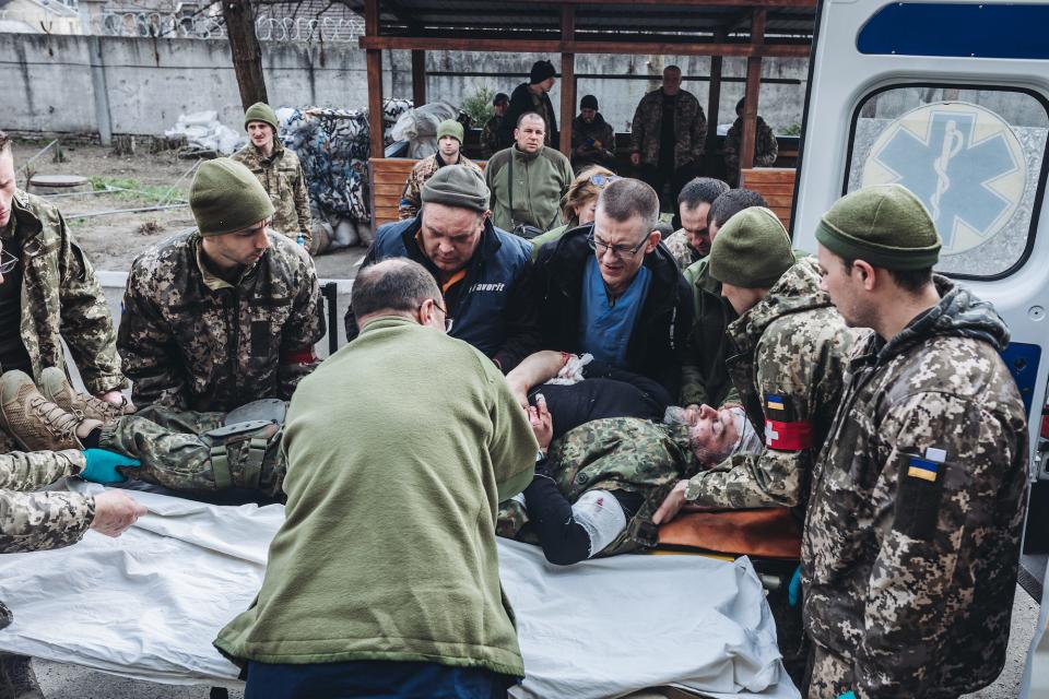 Wounded Ukrainian soldier military hospital Zaporizhzhya