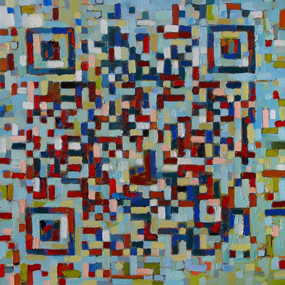 Raeburn, by Trevor Jones, one of his early QR Code paintings (Trevor Jones)