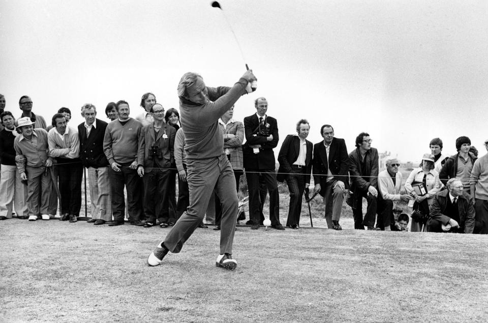 Arnie thrilled the British crowds with his slashing style.