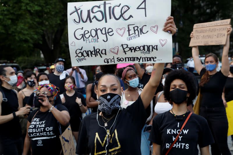 Protest against the death of African-American man George Floyd, in New York