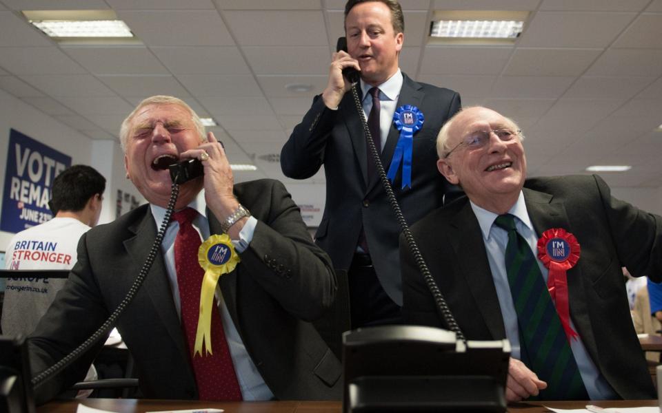 Lord Kinnock pictured alongside David Cameron and Lord Ashdown in the run up to the EU referendum - Credit: Stefan Rousseau/PA