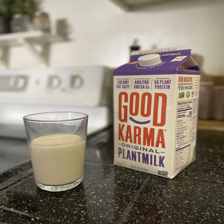 Good karma plantmilk with glass