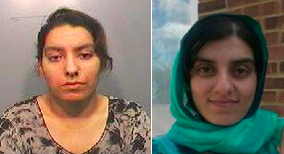 <em>Sabah Khan (left) stabbed her sister Saima to death at their home in Luton (SWNS)</em>