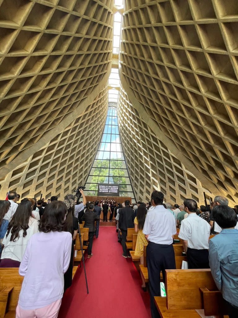 國定古蹟路思義教堂是台中市及東海大學的重要文化資產與精神象徵。（記者陳金龍攝）