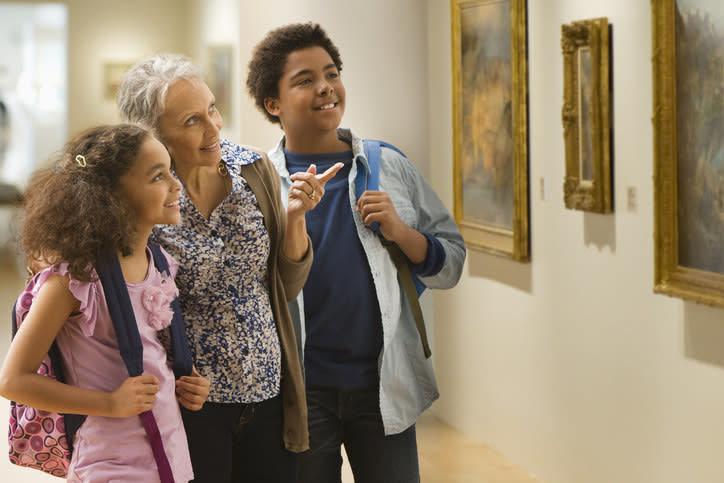 family at the museum