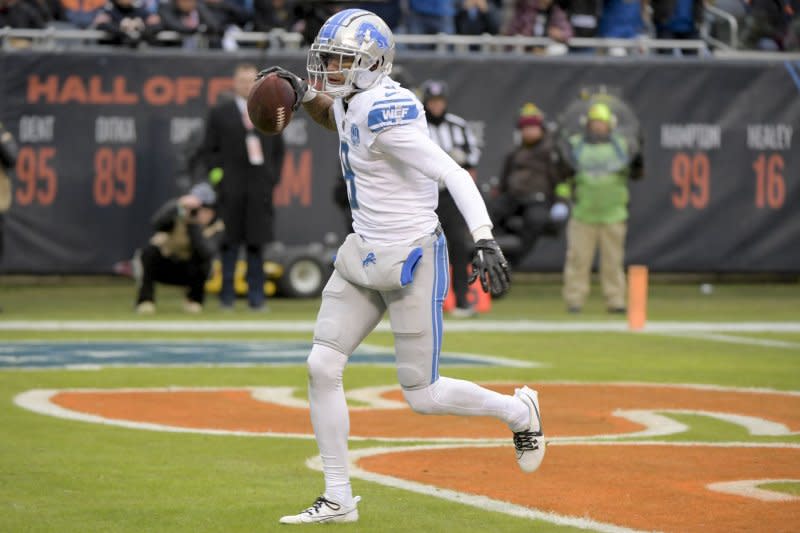 Detroit Lions wide receiver Josh Reynolds dropped a pass during a fourth-down attempt, allowing the San Francisco 49ers to take momentum in the second half of their loss Sunday in Santa Clara, Calif. File Photo by Mark Black/UPI