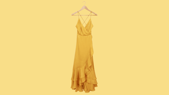 This golden gown is easy on your eyes and your wallet.