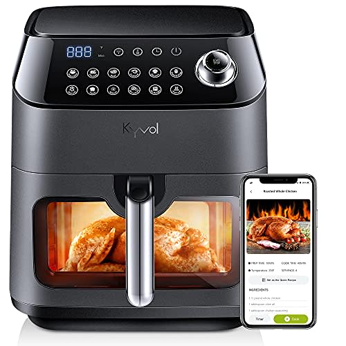 Kyvol Smart WiFi Air Fryer, 11 Presets+ One-Touch Recipe Function, See-Through Ceramic Coated B…