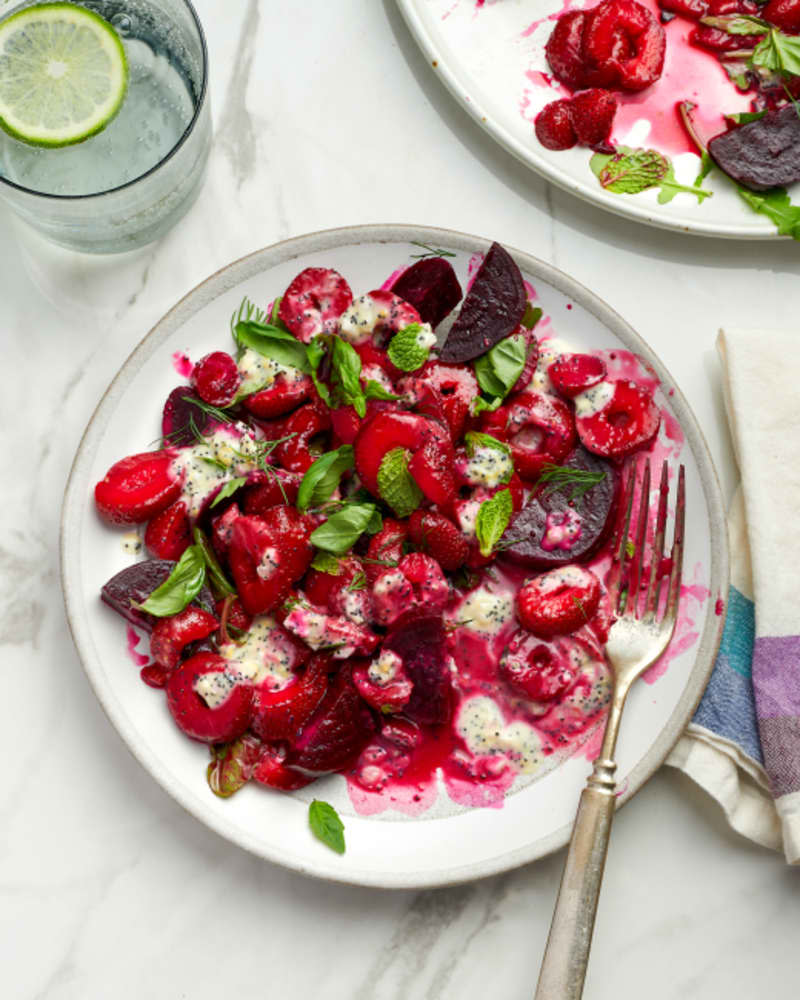 Beet and Strawberry Salad with Lemon Poppy Seed Dressing