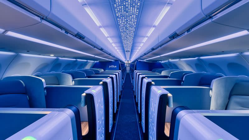 So könnte die Business Class auf einem Kurzstreckenflieger laut Airbus aussehen – die endgültige Entscheidung trifft die Airline.