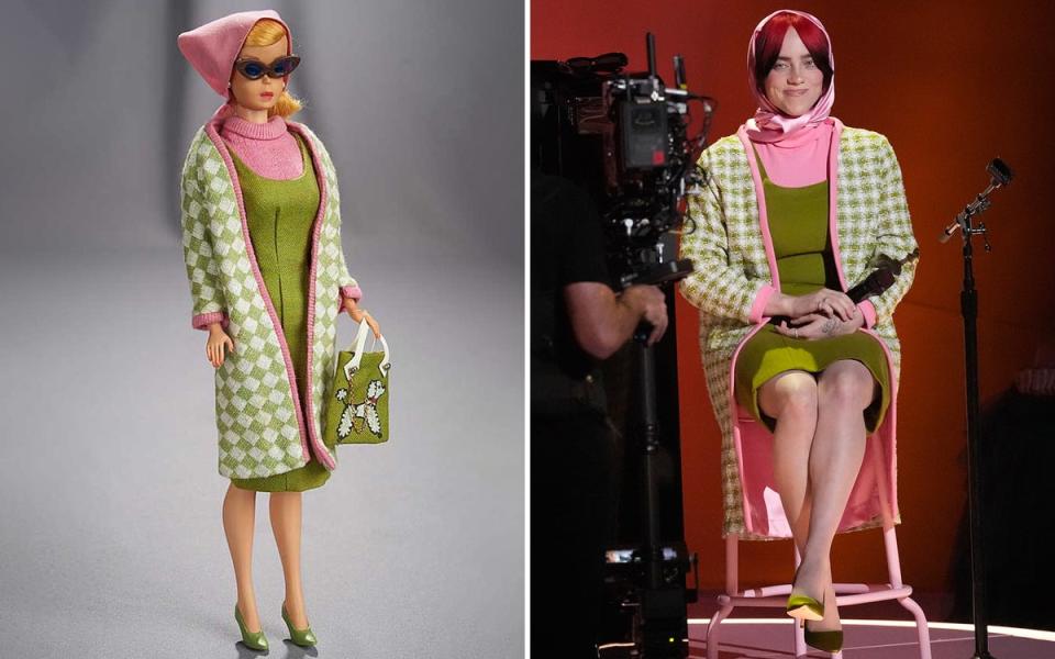 1965 Barbie doll wearing ‘Poodle Parade’ (left) and Billie Eilish (ES Composite)