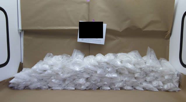 Police found 255 kilograms of the white crystalline substance. Photo: AFP