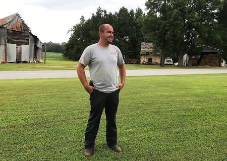 Bradley Dixon pictured outside his home near Alamance County in Mebane, North Carolina, U.S., August 24, 2017. REUTERS/Colleen Jenkins