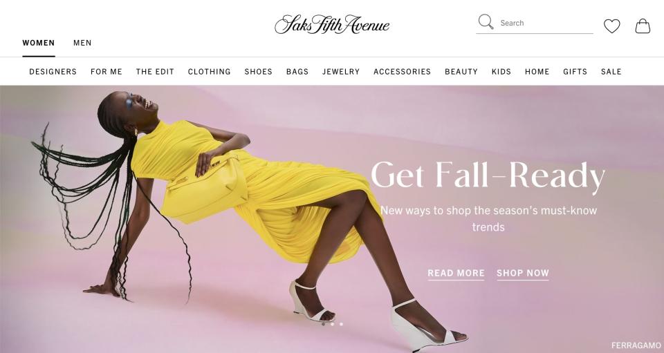 The Saks home page.