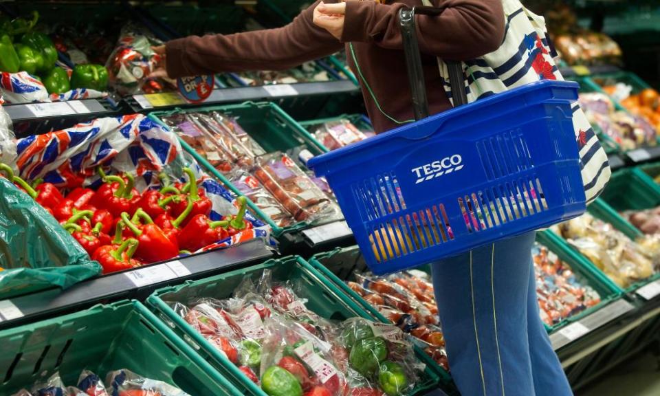 Vegetables on sale at at Tesco Metro store.