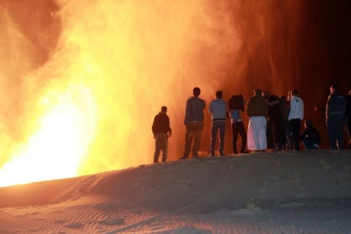 The pipeline had been used to supply Egypian gas to Israel but repeated attacks by Sinai jihadists on land sections, like this one near El-Arish on February 5, 2012, prompted the halting of exports