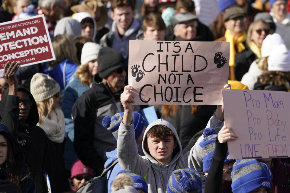 People participate in the March for Life rally Friday, Jan. 20, 2023, in Washington. (AP Photo/Patrick Semansky)